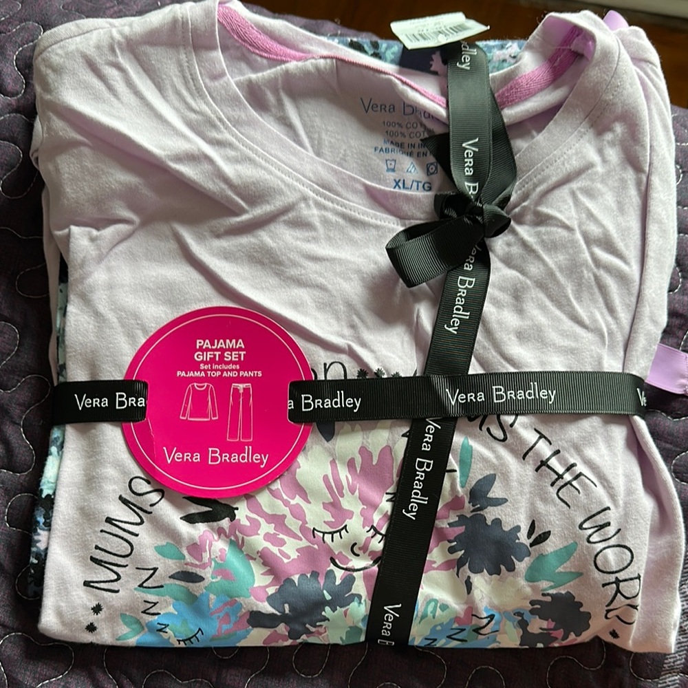 Vera Bradley Pink and Purple Pajama Set Intimates & Sleepwear